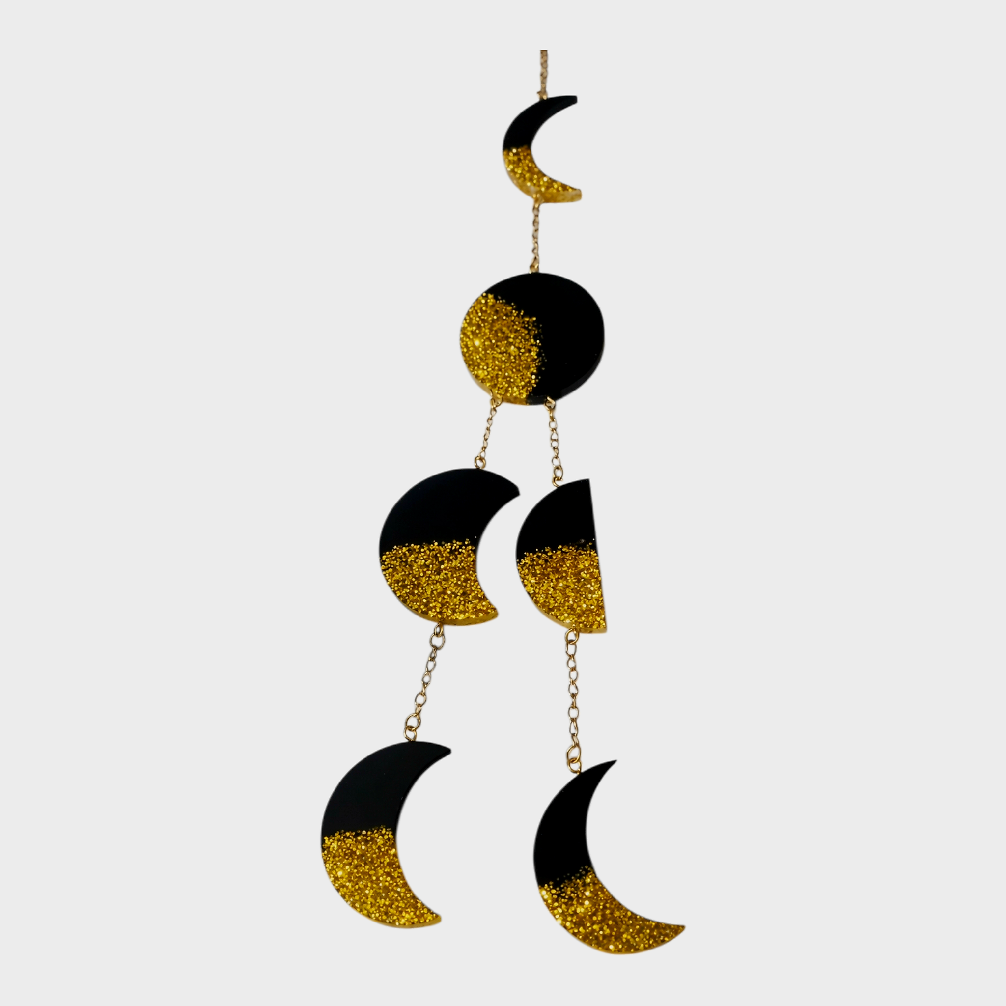 Suspension décorative en résine Lunes Noir & Or