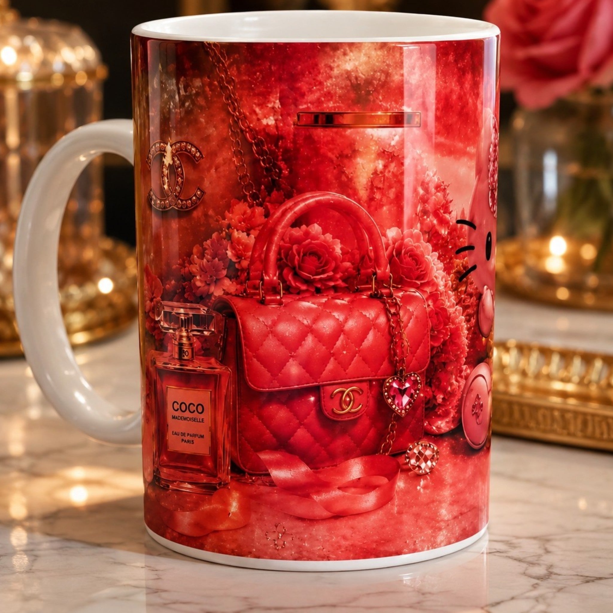Mug Luxe Rose Personnalisé – Inspiration Glamour & Élégance