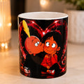 Mug Couple Romantique 300 ml – Tasse Amour avec Cœurs Rouges – Cadeau Saint-Valentin Homme Femme