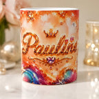 Mug personnalisé – Tasse 300 ml avec prénom – Cadeau original pour femme – Cœur & effet brillant