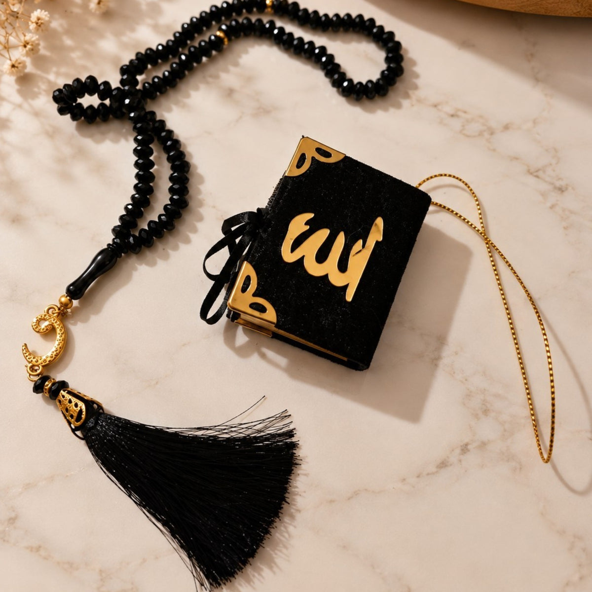 Mini Coran avec Tasbih Assorti – Cadeau Musulman Élégant