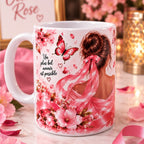Mug Octobre Rose 300 ml – Tasse Femme Ruban Rose – Courage, Espoir & Soutien – Idée Cadeau