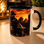Mug Street Urbain – Tasse Noire 300 ml Design Cartoon & Voiture