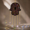Suspension Main de Fatma en Résine – Décoration Murale Artisanale – Effet Holographique – 10 x 9,5 cm