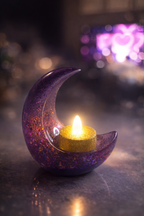 Bougeoir Lune en résine – Décoration artisanale